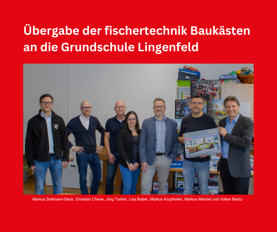 Übergabe der fischertechnik Baukästen an die Grundschule Lingenfeld